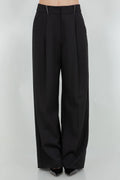 SOFT WOVEN STRAIGHT LEG TROUSERS WITH WAIST ACCENT