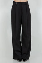 SOFT WOVEN STRAIGHT LEG TROUSERS WITH WAIST ACCENT