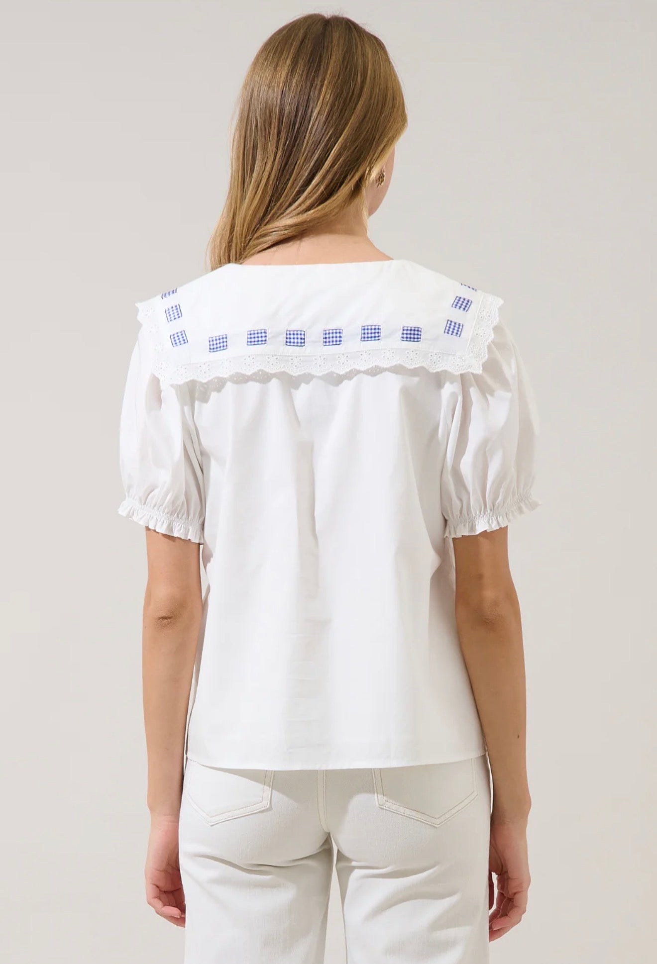 Miriam Gingham Sailor Top