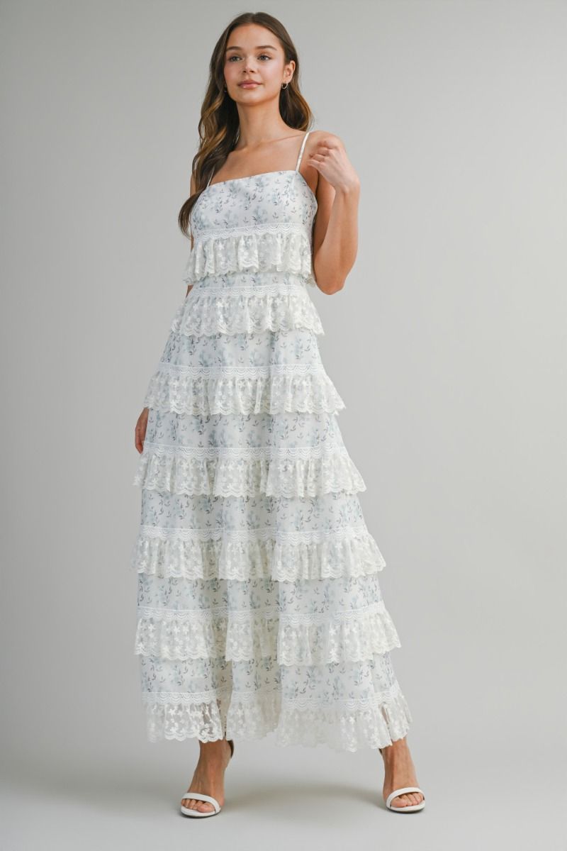 Floral printed woven midi dress