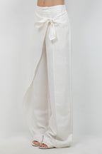 SOFT WOVEN TROUSERS WITH SELF OVERLAP TIE
