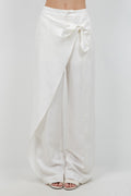 SOFT WOVEN TROUSERS WITH SELF OVERLAP TIE