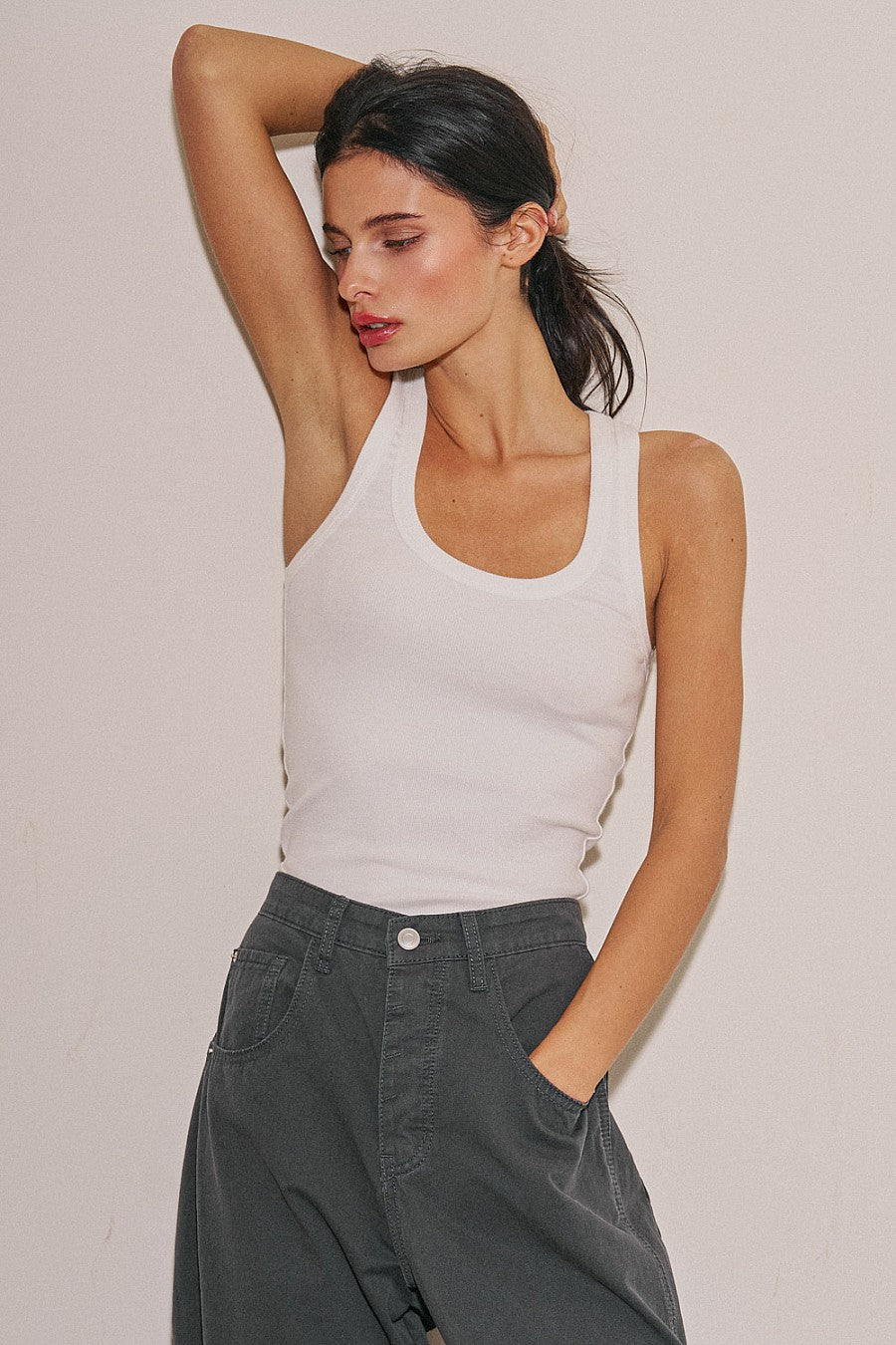 LADIES KNIT RIBBED TANK TOP