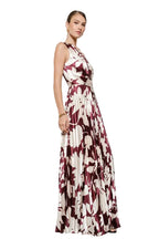 Mocha Floral Pleated One Shoulder Dress
