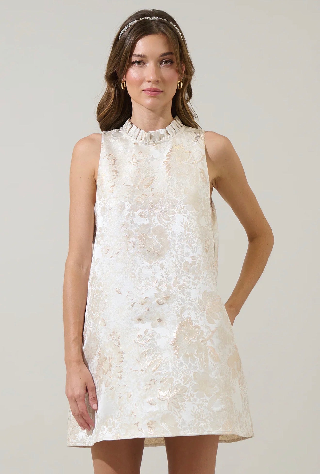 Jaiyana Jacquard Benson Trapeze Mini Dress