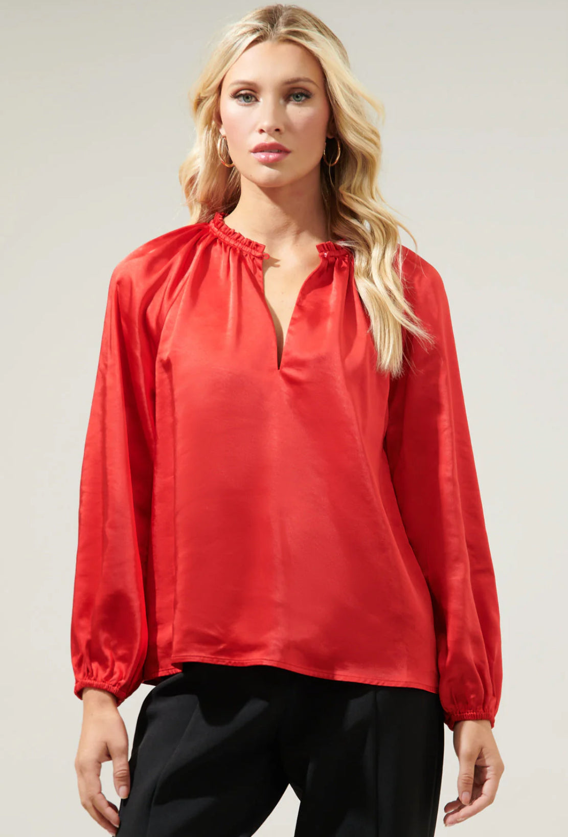 Alcazar Raglan Sleeve Satin Blouse