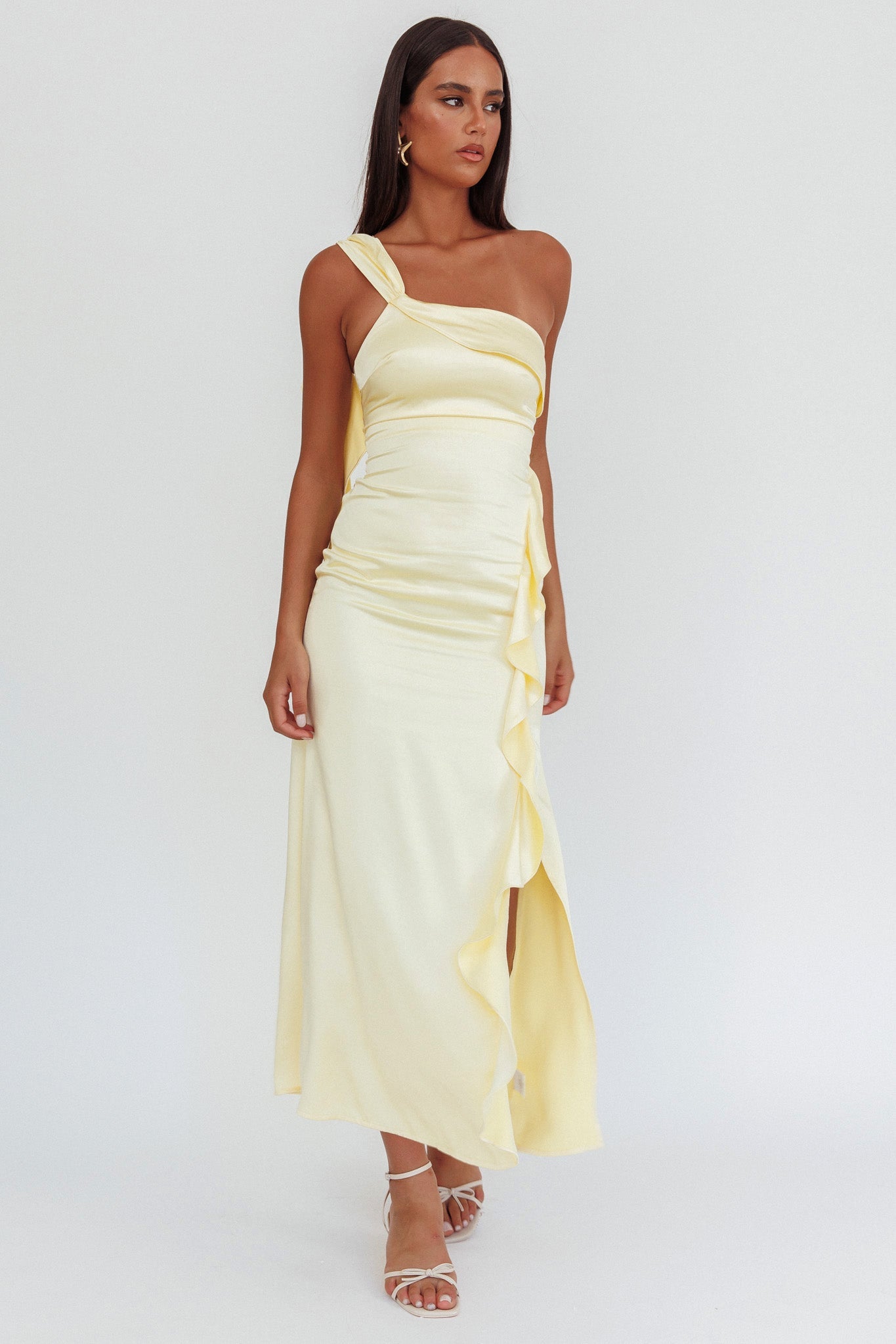 Carmel One-Shoulder Split Maxi
Dress Butter