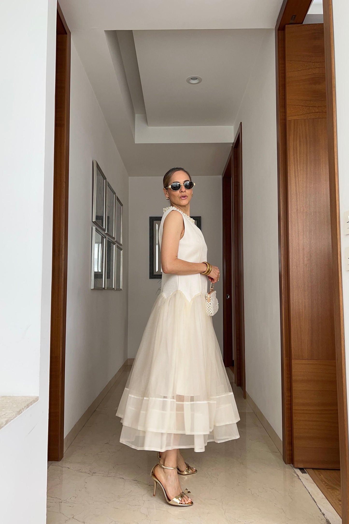 Elegant Ivory Midi Dress