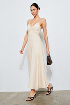 V-NECK CAMI LACE DETAIL CHIFFON MIDI
DRESS
