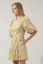 Iris Bubble Sleeve Mini Dress Kia Jacquard