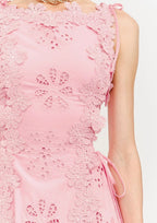 Rosé Eyelet Midi dress
