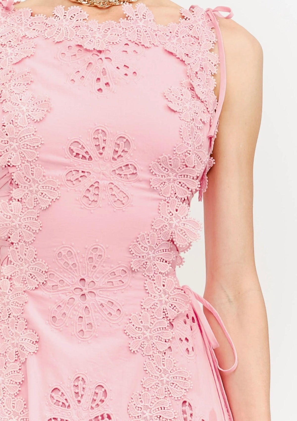Rosé Eyelet Midi dress