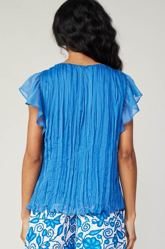 FLUTTER SHORT-SLEEVE CRINKLE TOP