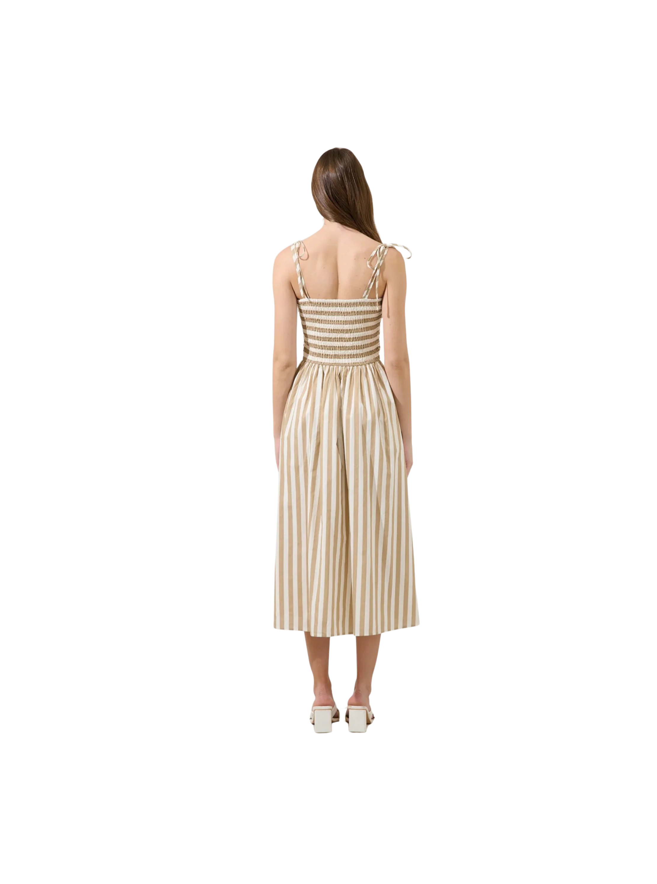 Evelina Ruched Midi Dress Lasha Stripe