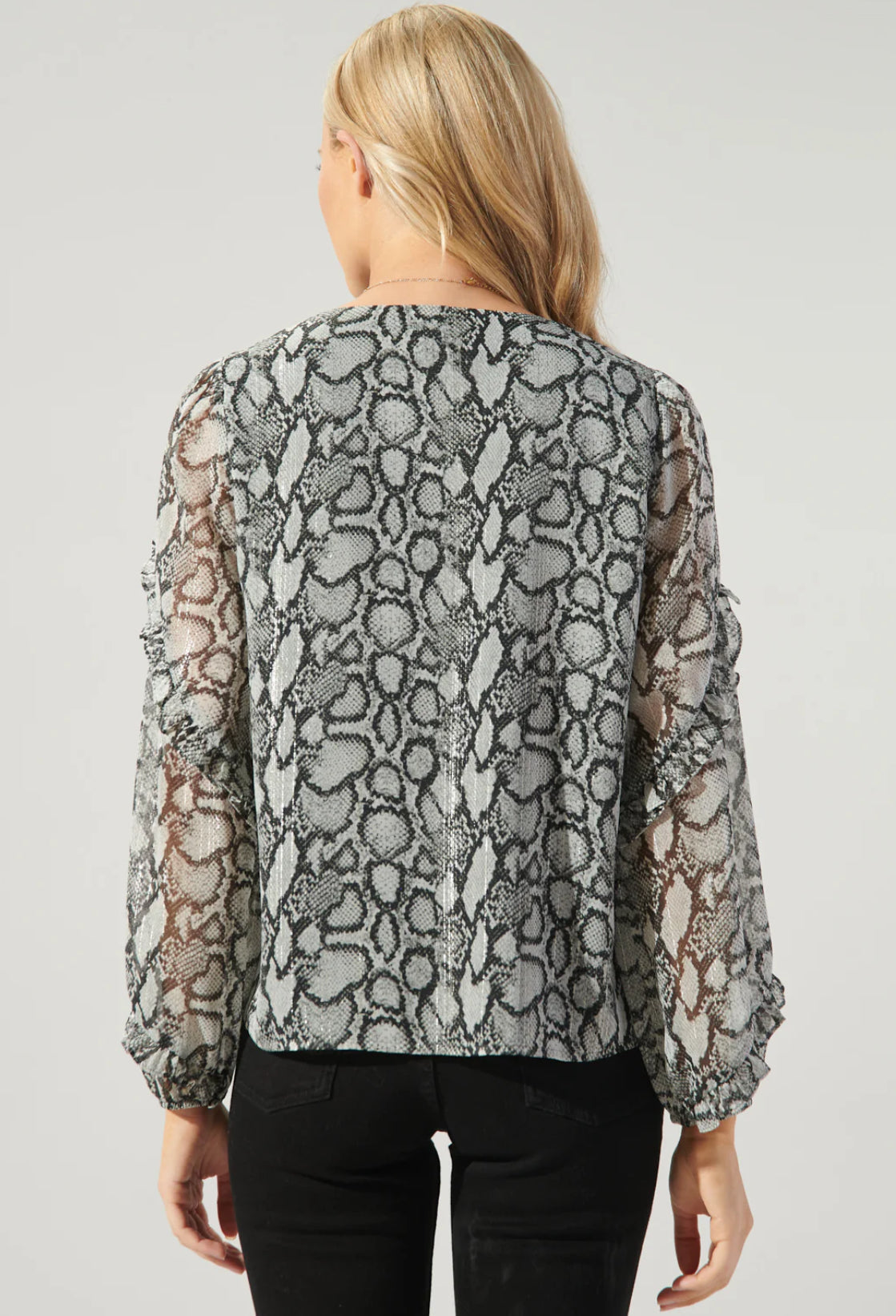 Alina Snake Print Ammabella Ruffle Blouse