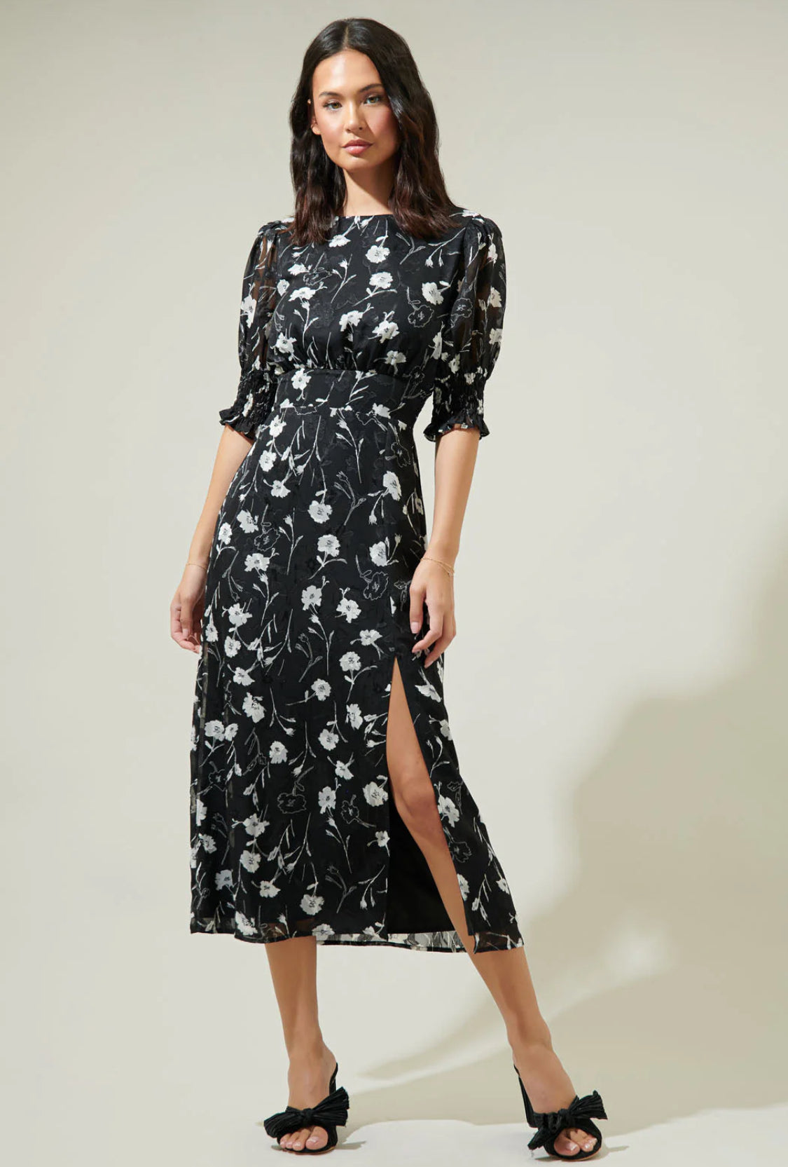 Marilu Floral Showoff Smocked Waist Midi Dress