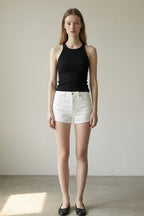 RIBBED SLEEVELESS SCOOP NECK TANKTOP