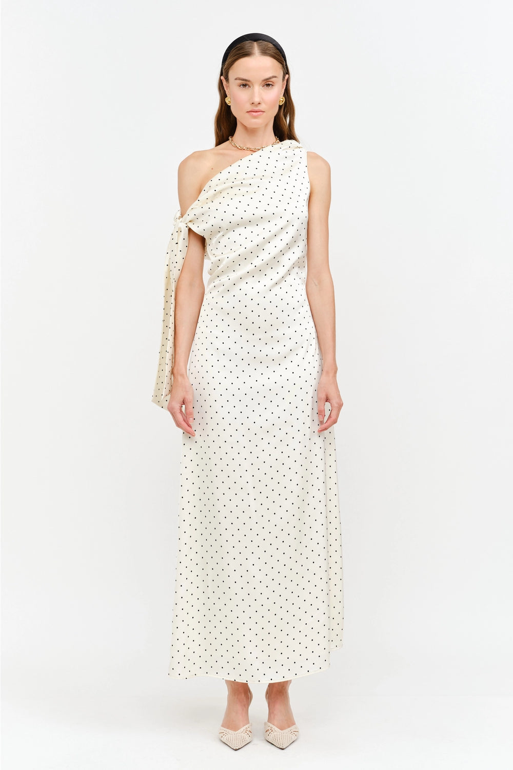 REMIE MAXI DRESS - CREAM POLKA DOT