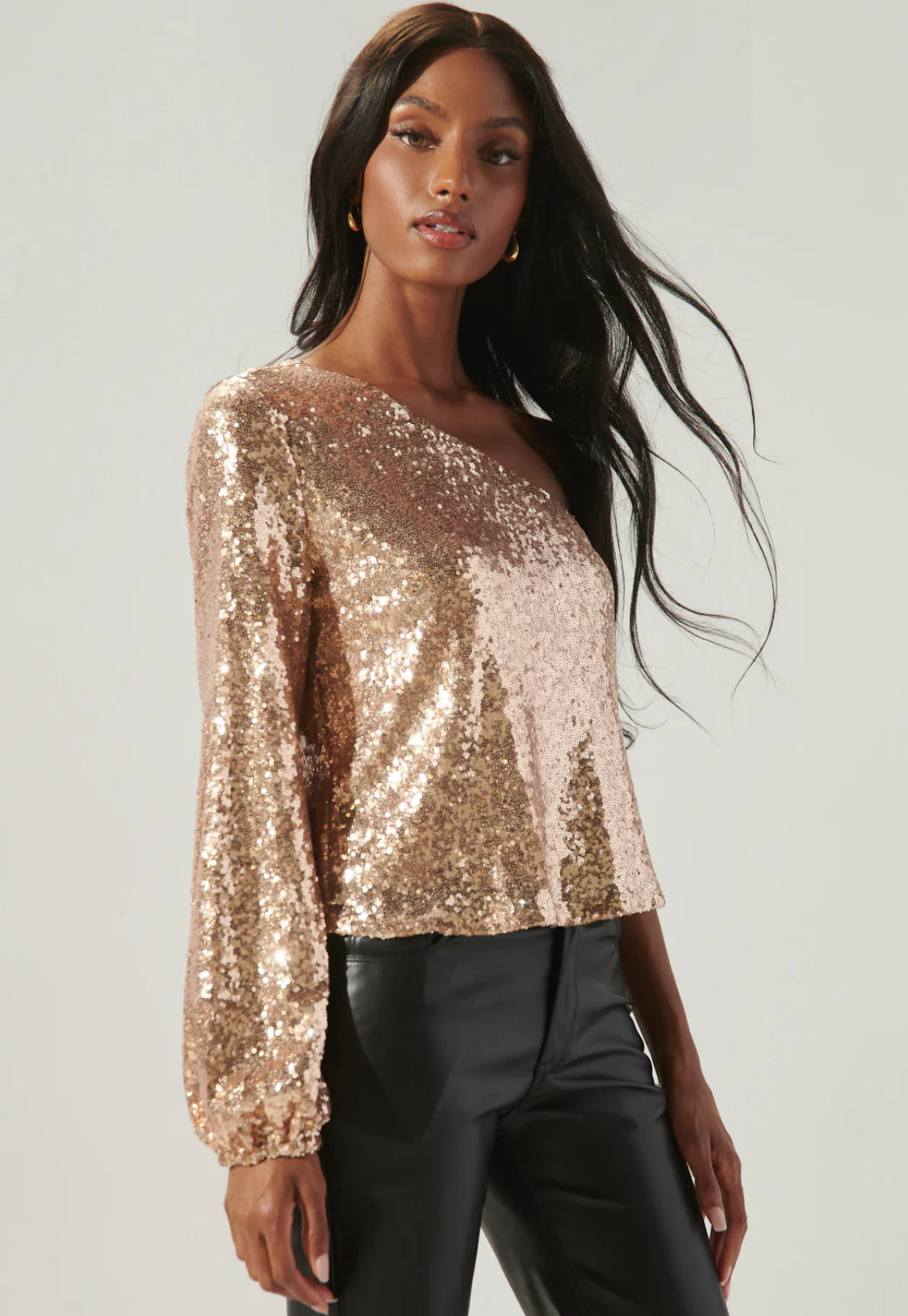 Moon Glow One Shoulder Sequin Top