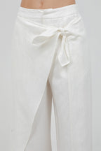 SOFT WOVEN TROUSERS WITH SELF OVERLAP TIE