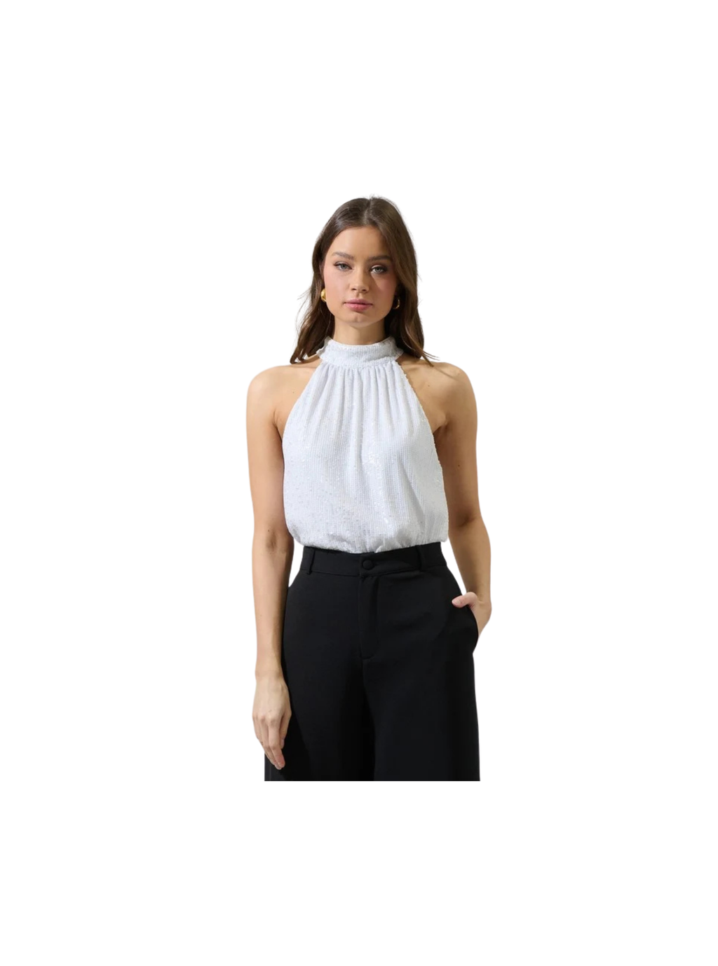 Kenzy Sequin Nature Halter Neck Sleeveless