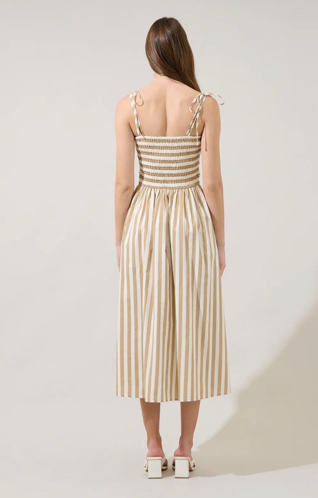 Evelina Ruched Midi Dress Lasha Stripe