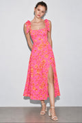 Viejo Tie Strap Midi Dress Hot Rod Floral