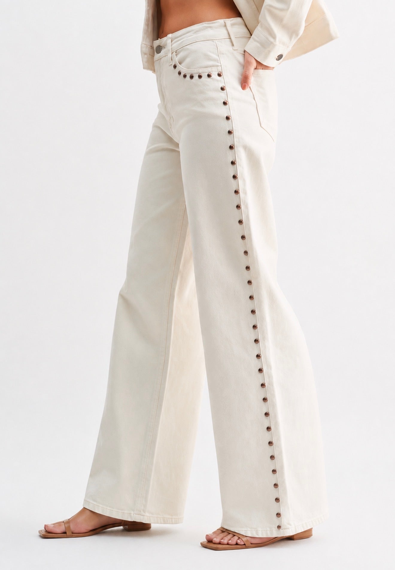 STUDDED HR PALAZZO WIDE LEG