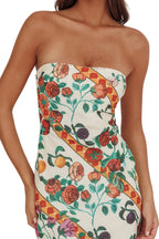 Floral Strapless Column Dress