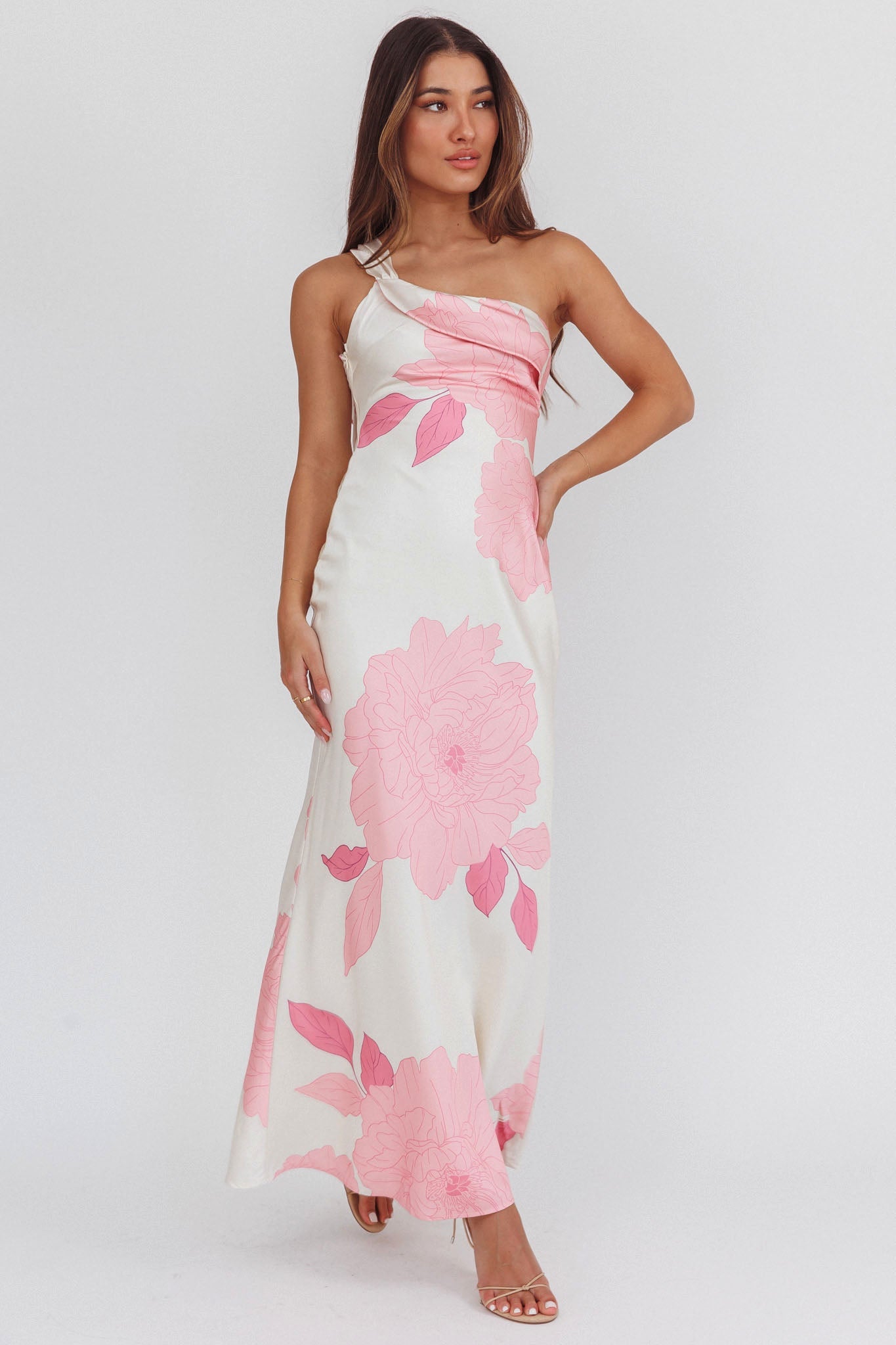 One-Shoulder Sash Maxi
Dress Floral Butter
