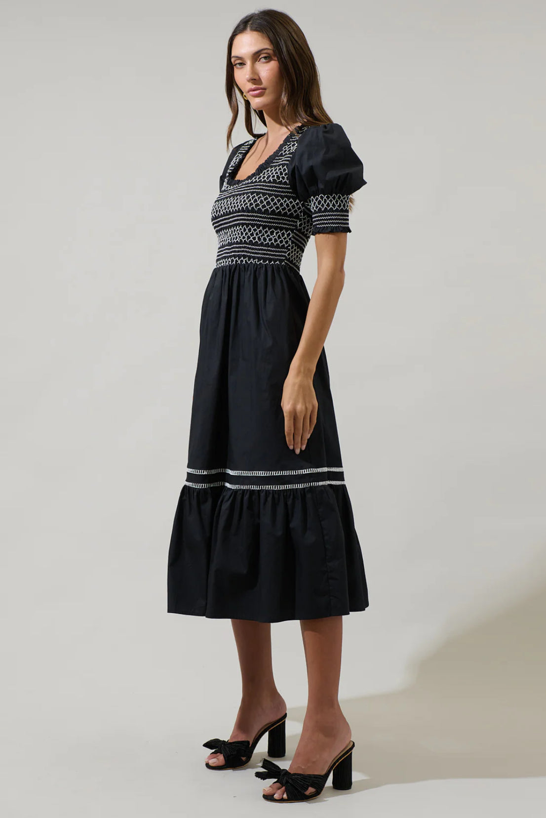 Carlene Smocked Stitch Midi Dress