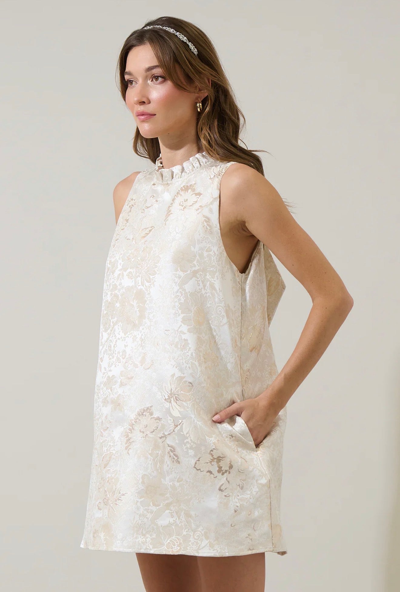 Jaiyana Jacquard Benson Trapeze Mini Dress