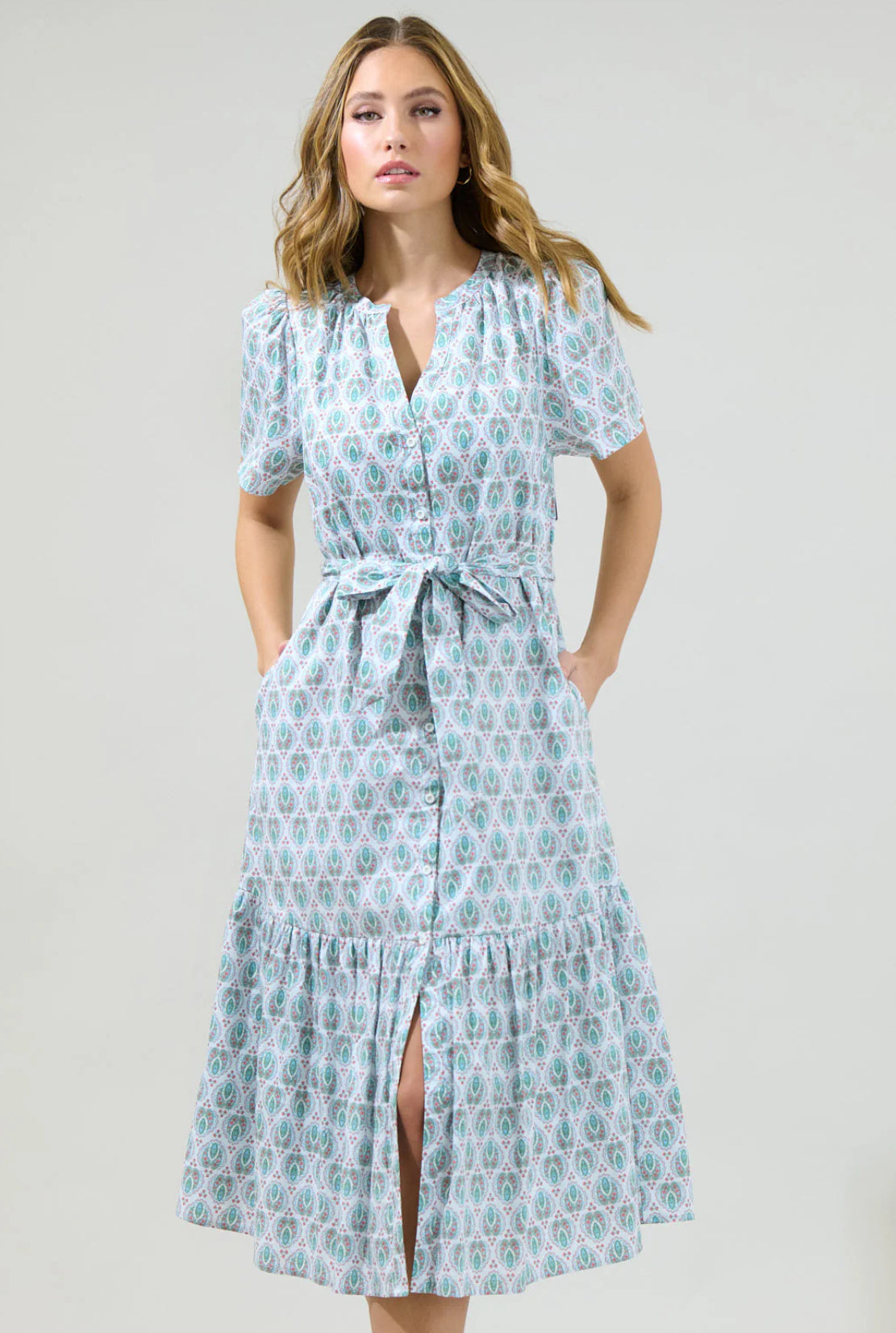 Pilar Cora Button Up Midi Dress