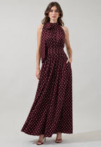 Rosiel Halter Maxi Dress Polka Dot