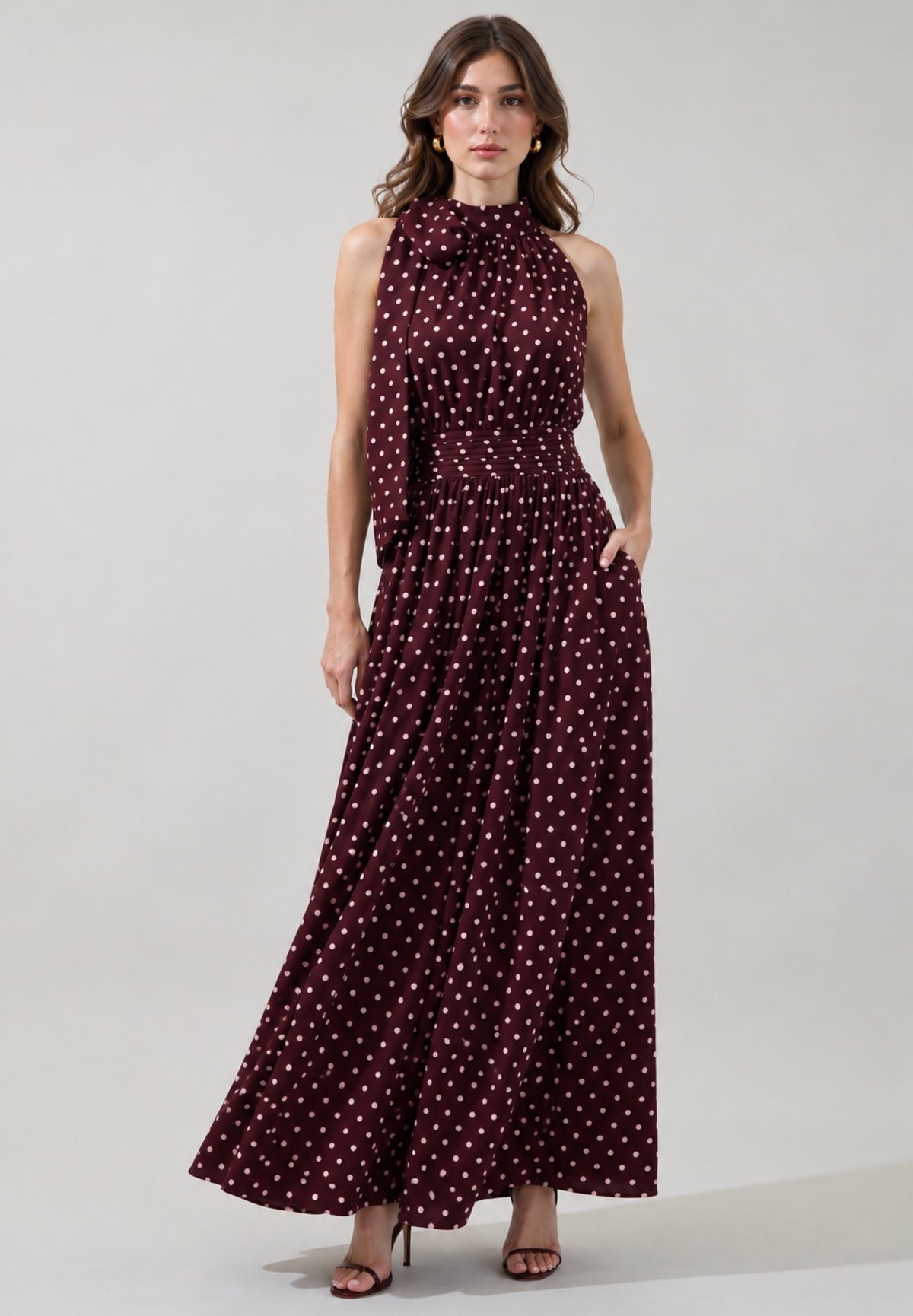 Rosiel Halter Maxi Dress Polka Dot