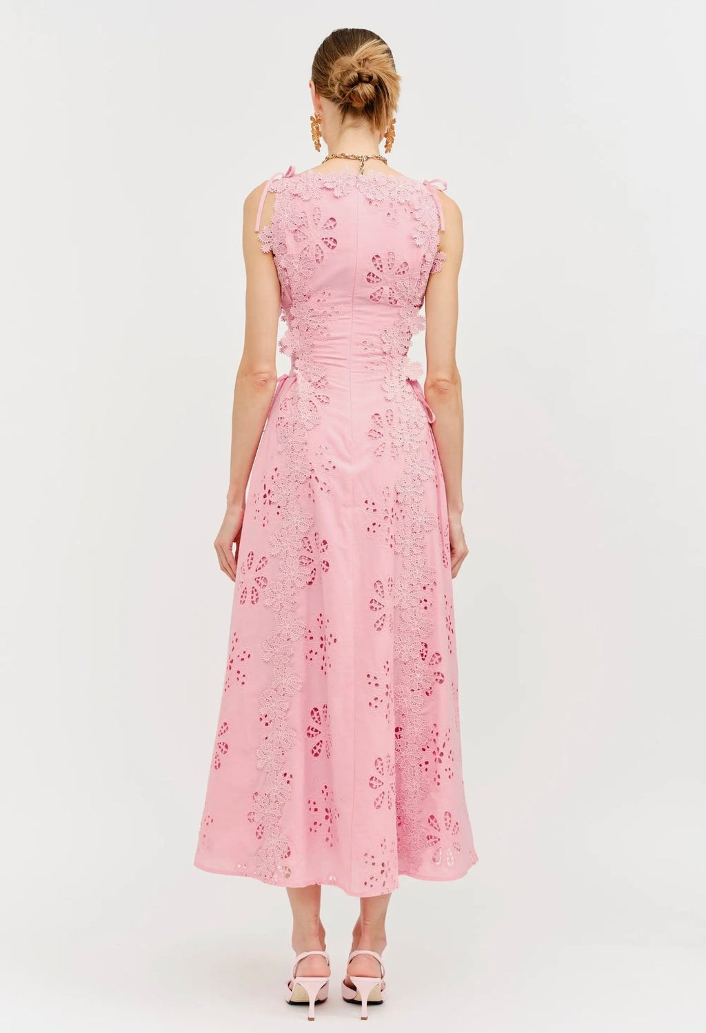 Rosé Eyelet Midi dress