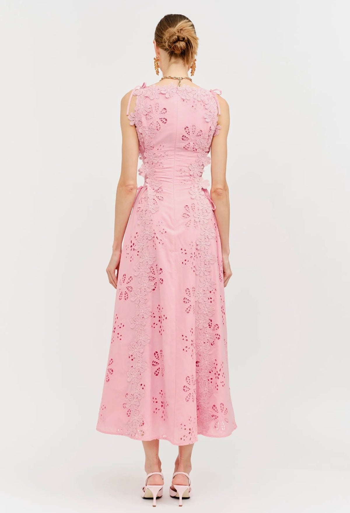 Rosé Eyelet Midi dress