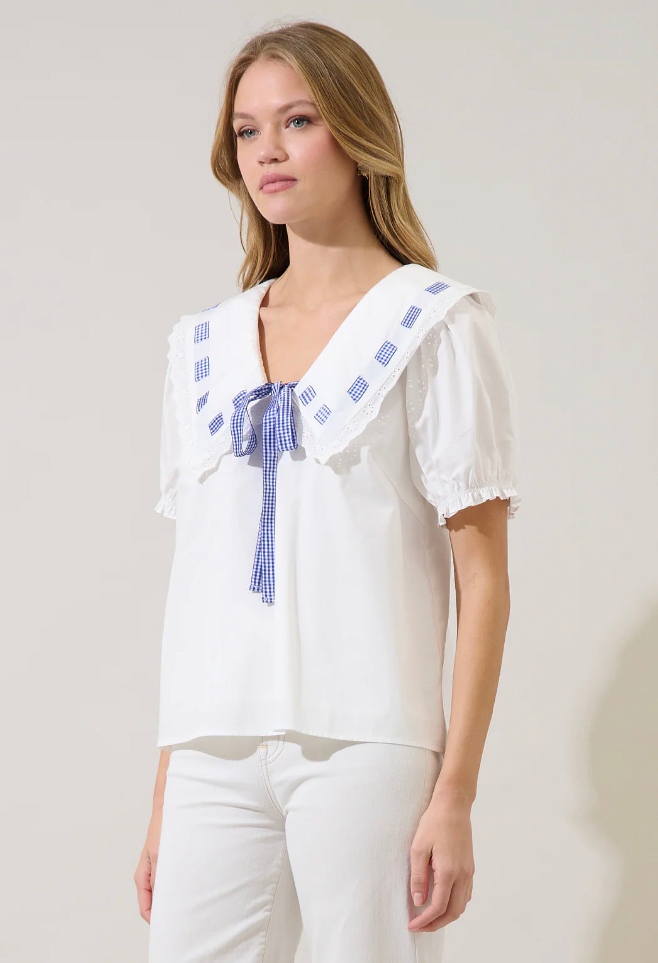 Miriam Gingham Sailor Top
