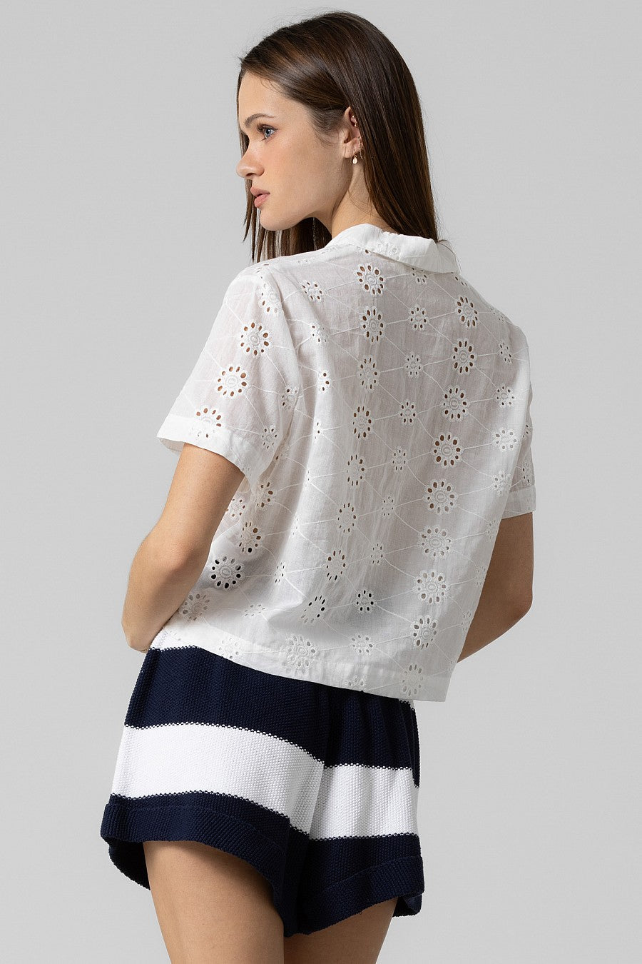 White eyelet top