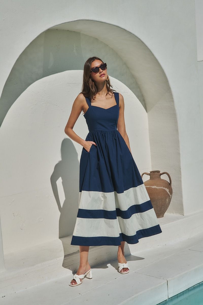 Murry Smocked Contrast Maxi Dress