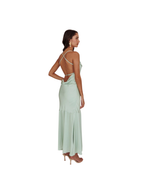 Elpis Cowl Button Satin Maxi Dress Mint