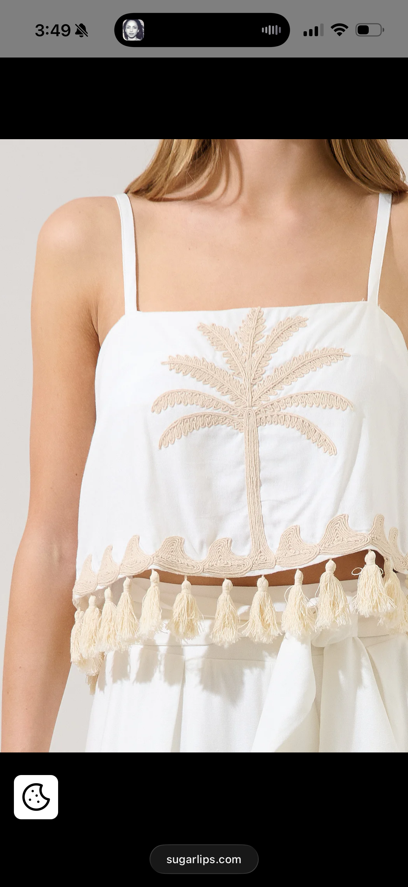 Biela Palm Tassel Trim Crop Top