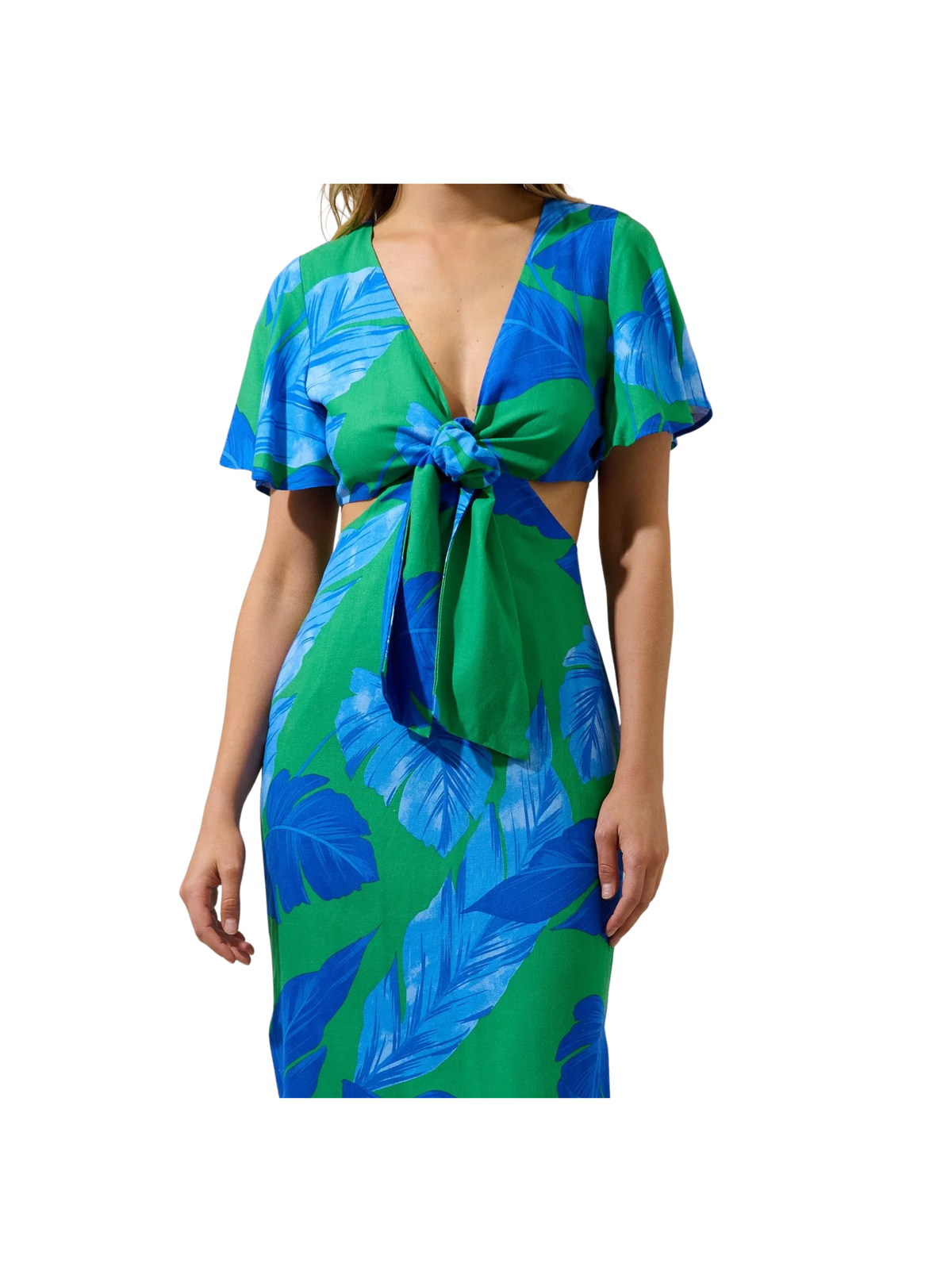 Joelle Front Tie Midi Dress Gresia Tropical