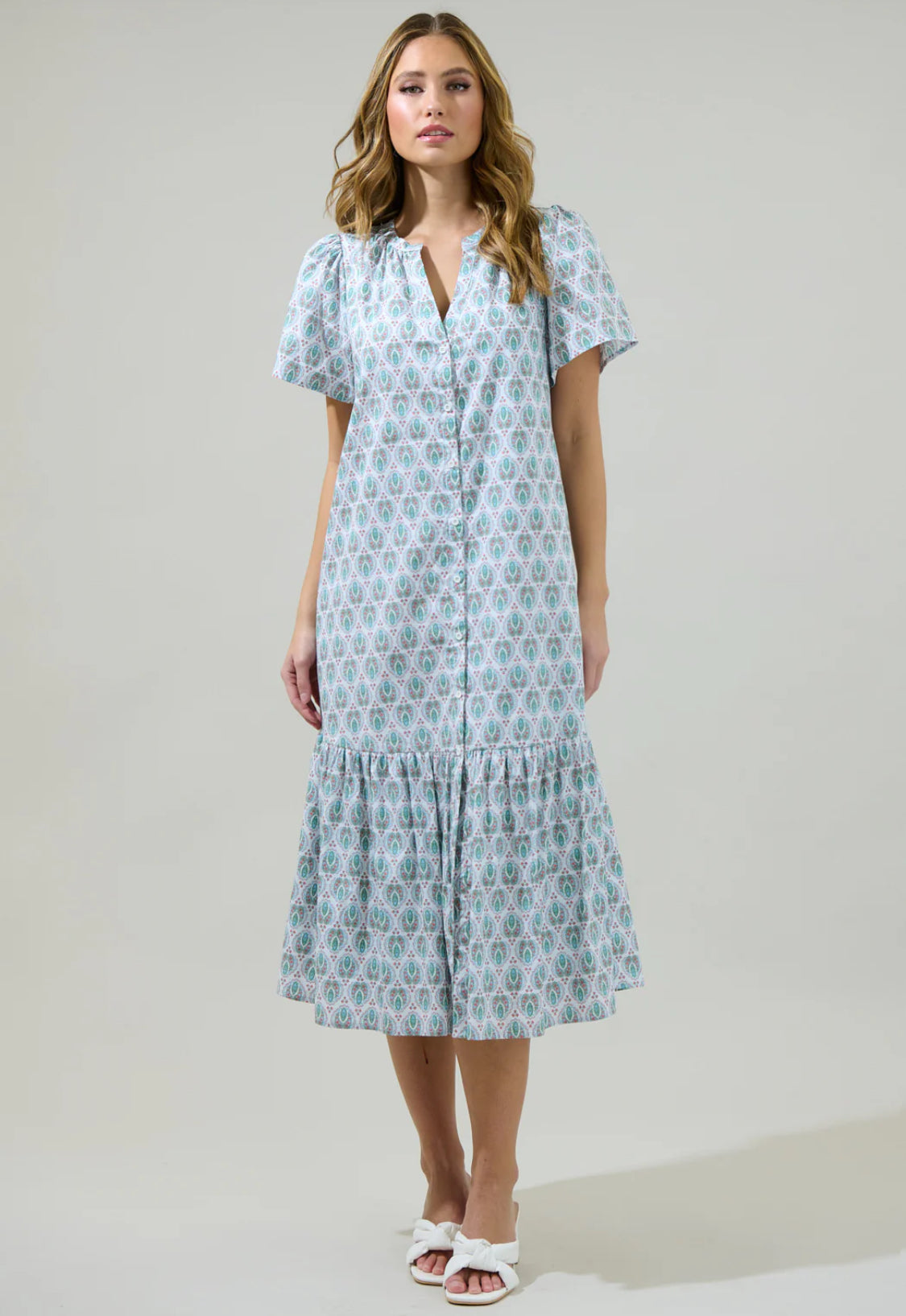 Pilar Cora Button Up Midi Dress