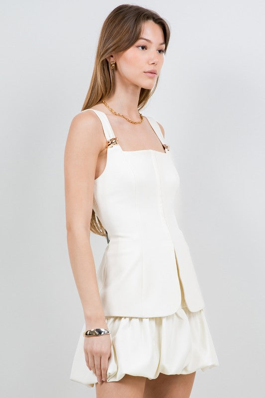 METAL TRIM DETAILED CORSET STRUCTURED TOP