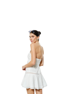 MARGOT TEXTURED COTTON LADDER LACE HALTER MINI DRESS