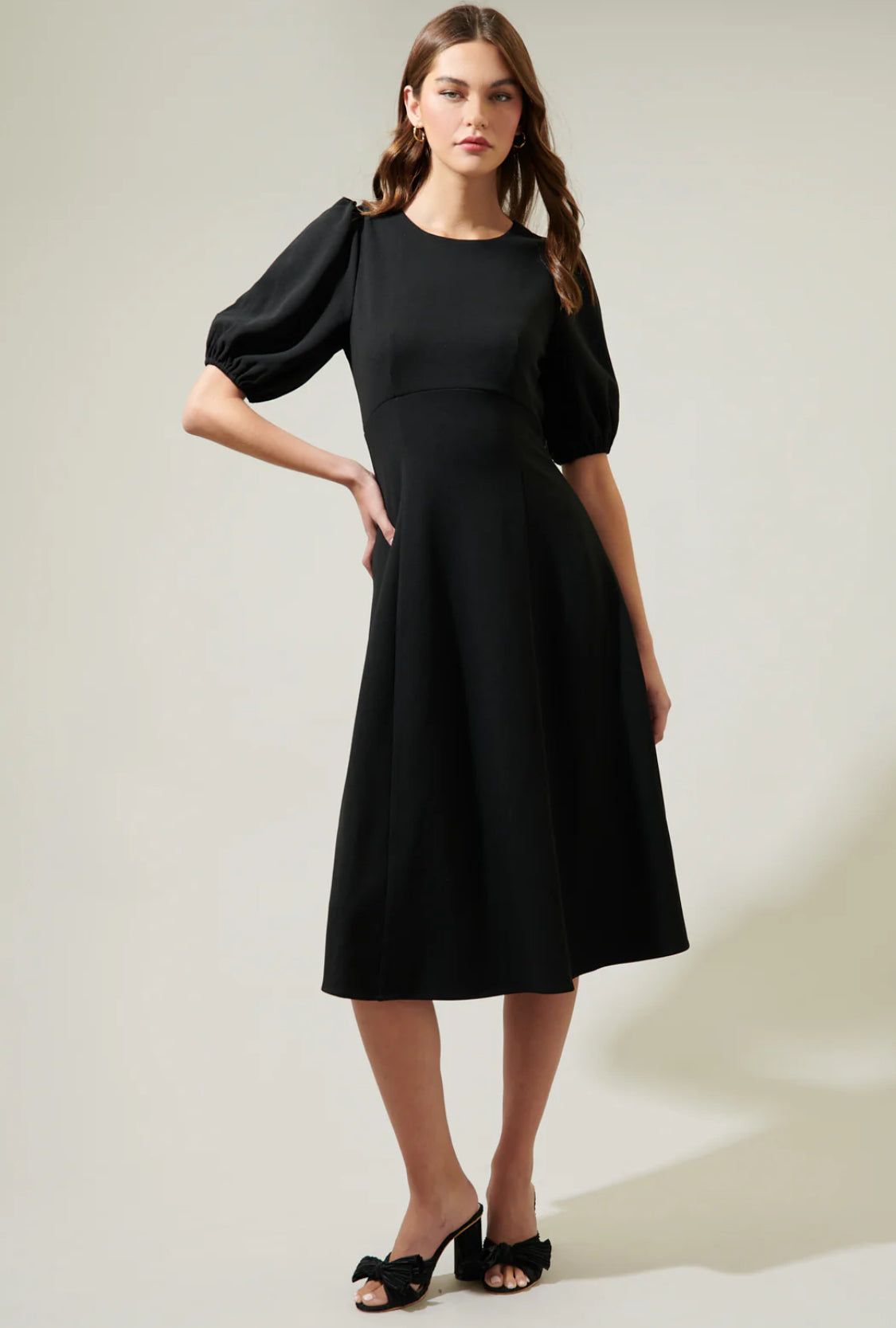 America Puff Sleeve Midi Dress