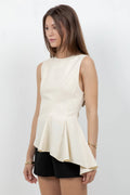 SLEEVELESS ASYMMETRICAL RUFFLE TOP