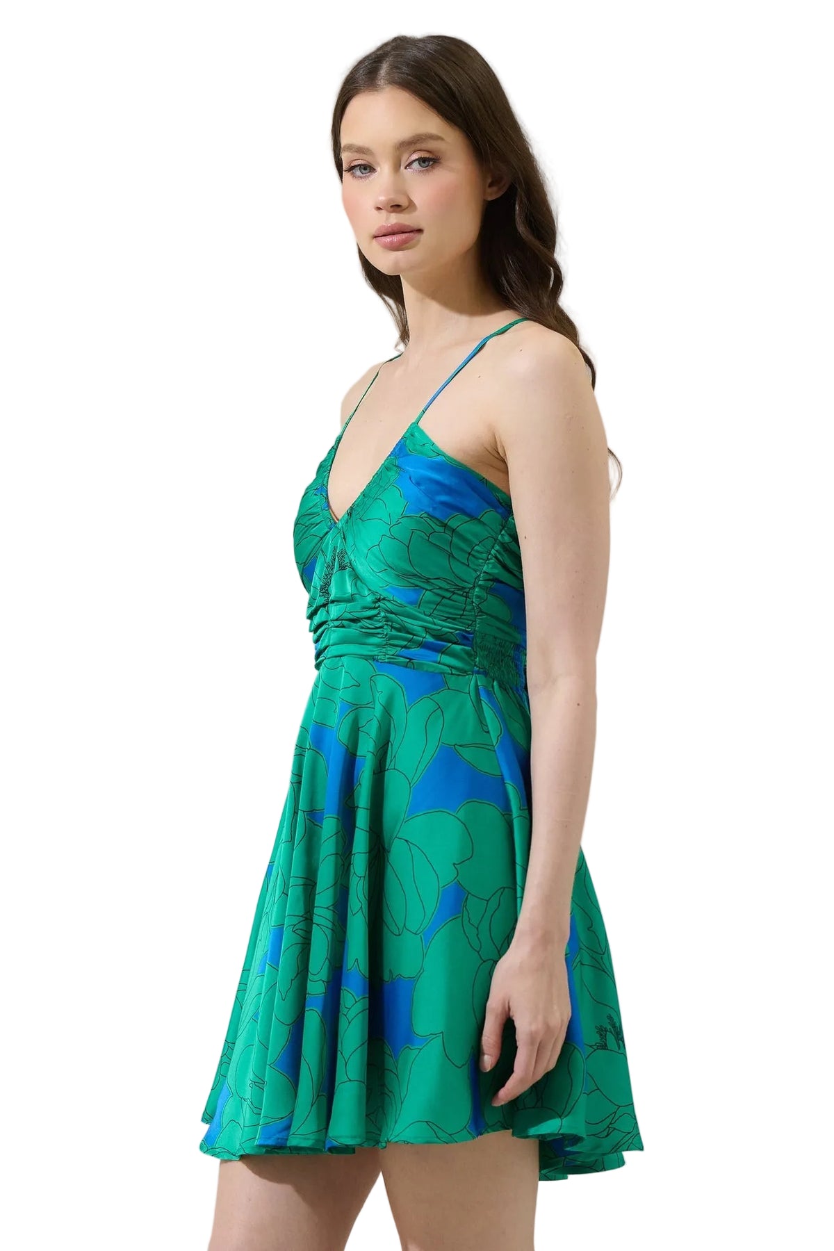 Morgany Floral Cerese Flare Mini Dress