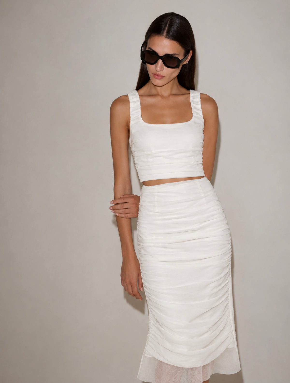 Chantelle Ruched Set — White